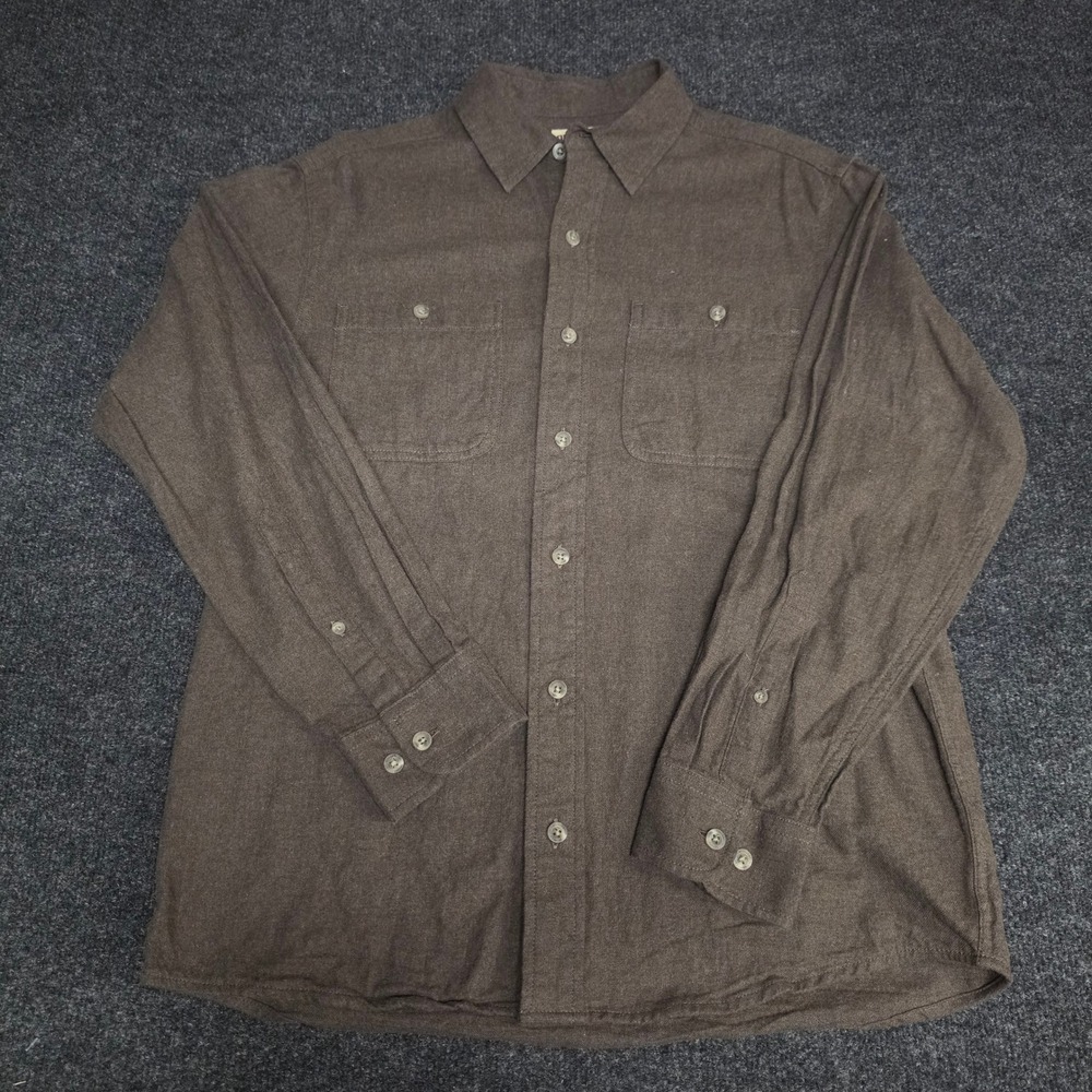 Redhead Mens Medium Brown Flannel Button Up Long Sleeve Shirt Pockets